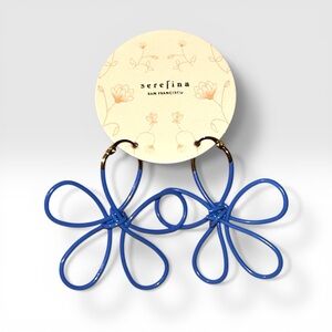 NWT Serefina Blue Dipped Gold Daisy Earrings